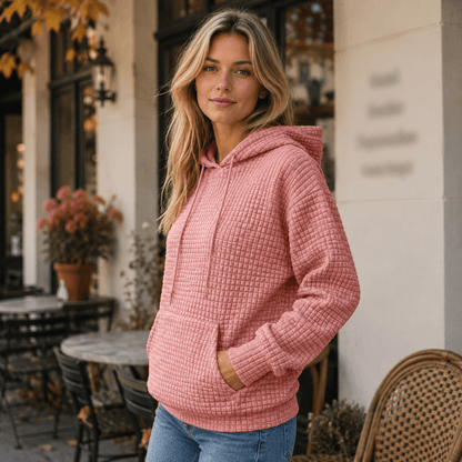 Struktureret hoodie med justerbar hætte og rummelig kængurulomme