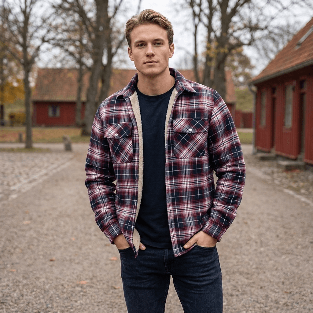 Ternet vinterjakke foret med blød teddyfleece og klaplommer på brystet