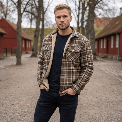 Ternet vinterjakke foret med blød teddyfleece og klaplommer på brystet