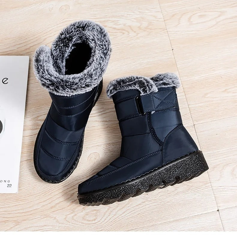 Vandtætte vinterstøvletter med imiteret pels og skridsikker sål