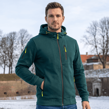 Sporty hoodie med gennemgående lynlås og justerbar hætte