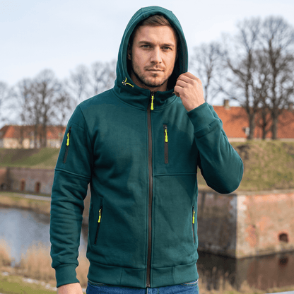 Sporty hoodie med gennemgående lynlås og justerbar hætte